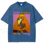 Unisex Yayoi Kusama Funny Panthers Printed Washed Tee