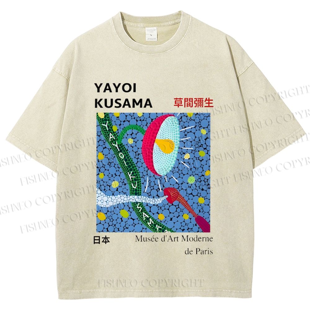 Unisex Yayoi Kusama Exhibition Printed Washed Tee