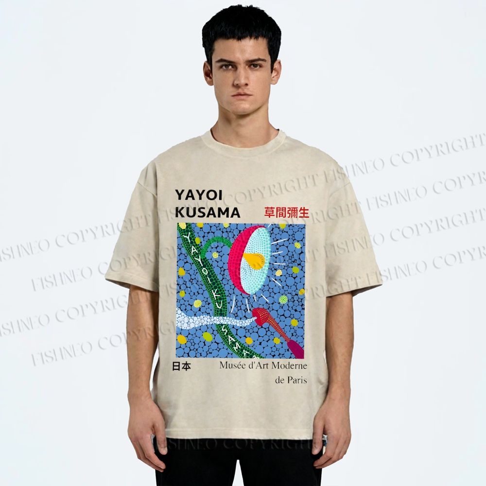 Unisex Yayoi Kusama Exhibition Printed Washed Tee