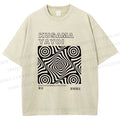 Unisex Yayoi Kusama Geometric Cube Printed Washed Tee