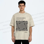 Unisex Yayoi Kusama Geometric Cube Printed Washed Tee