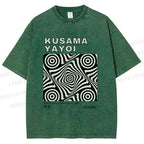 Unisex Yayoi Kusama Geometric Cube Printed Washed Tee