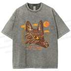 Unisex Wolf Dont Let Worry Eat at Your Mind Printed Washed Tee