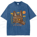 Unisex Wolf Dont Let Worry Eat at Your Mind Printed Washed Tee