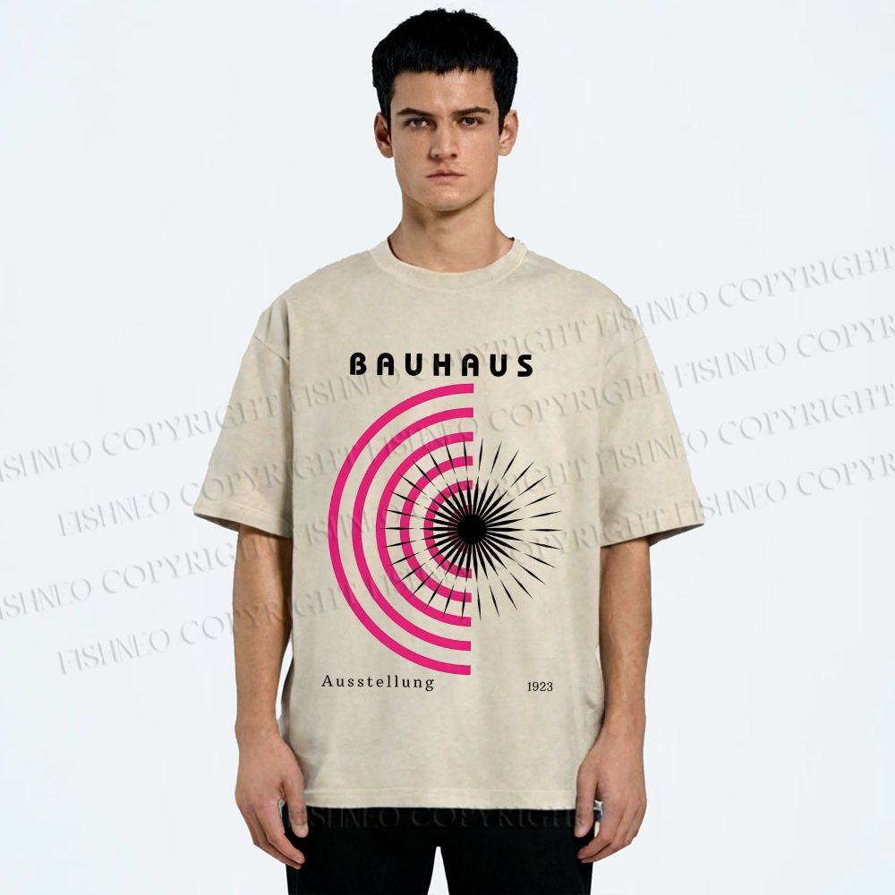 Unisex Bauhaus Geometry Exhibition Printed Washed Tee