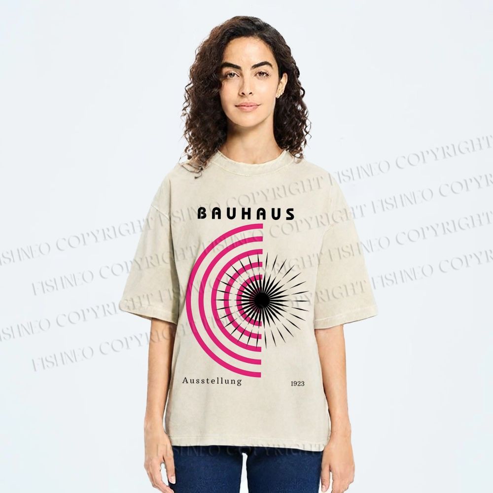 Unisex Bauhaus Geometry Exhibition Printed Washed Tee
