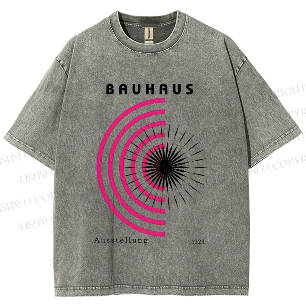Unisex Bauhaus Geometry Exhibition Printed Washed Tee