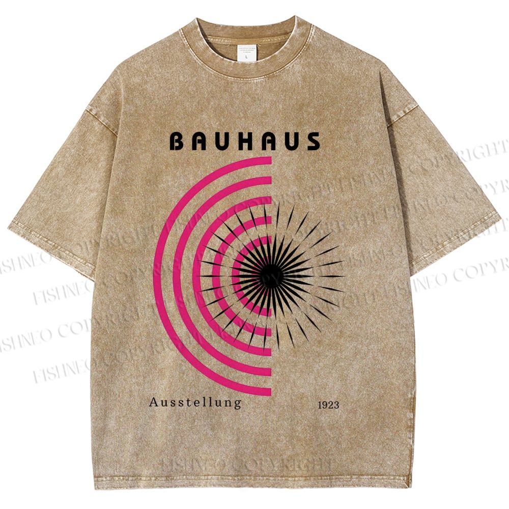 Unisex Bauhaus Geometry Exhibition Printed Washed Tee