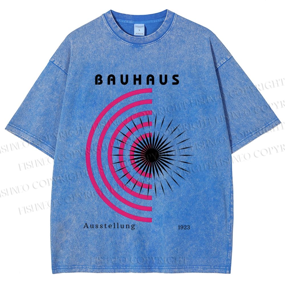 Unisex Bauhaus Geometry Exhibition Printed Washed Tee