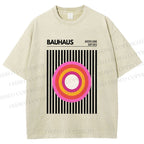 Unisex Bauhaus Geometric Circle Printed Washed Tee
