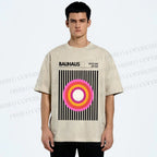 Unisex Bauhaus Geometric Circle Printed Washed Tee