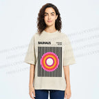 Unisex Bauhaus Geometric Circle Printed Washed Tee