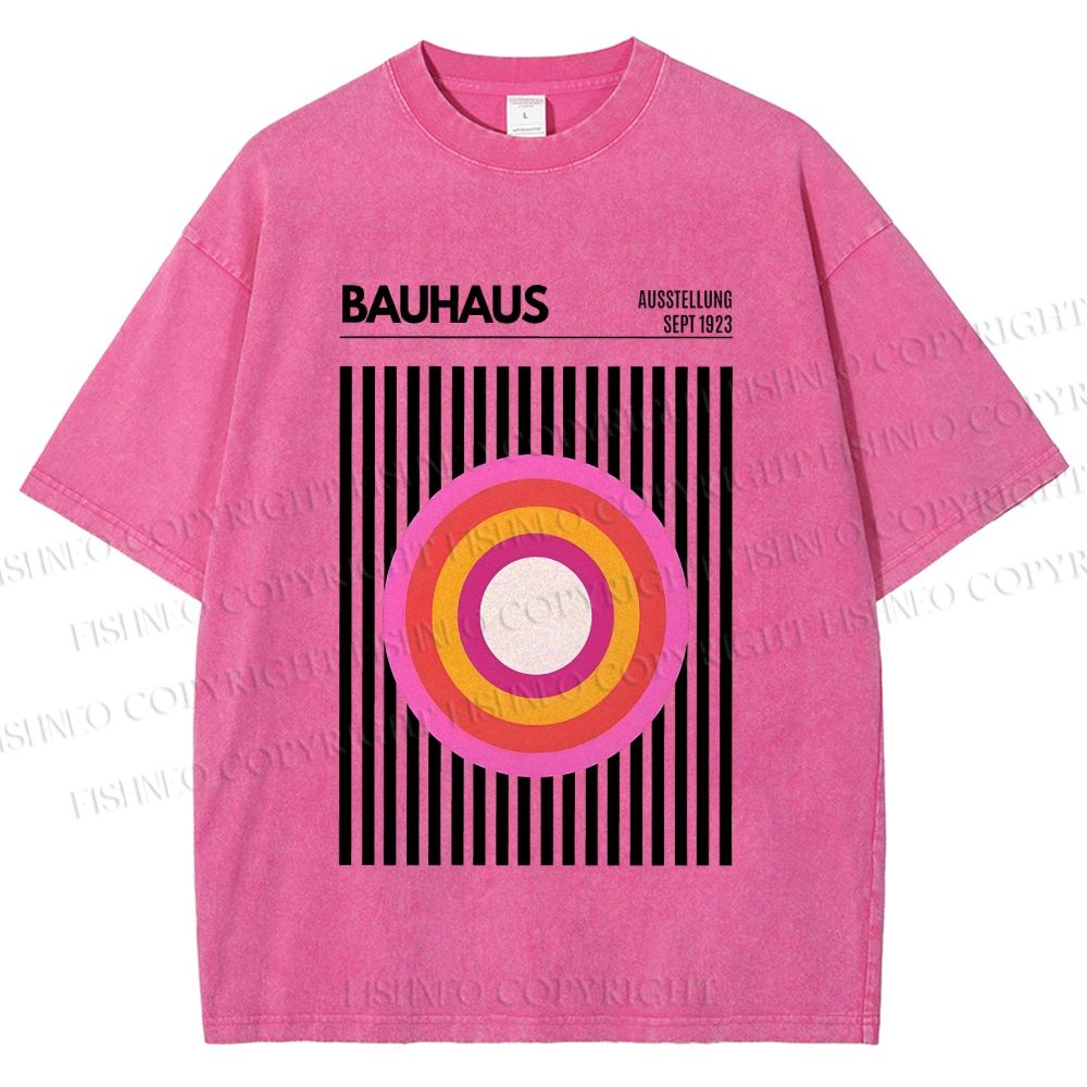 Unisex Bauhaus Geometric Circle Printed Washed Tee