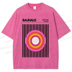 Unisex Bauhaus Geometric Circle Printed Washed Tee