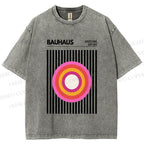Unisex Bauhaus Geometric Circle Printed Washed Tee