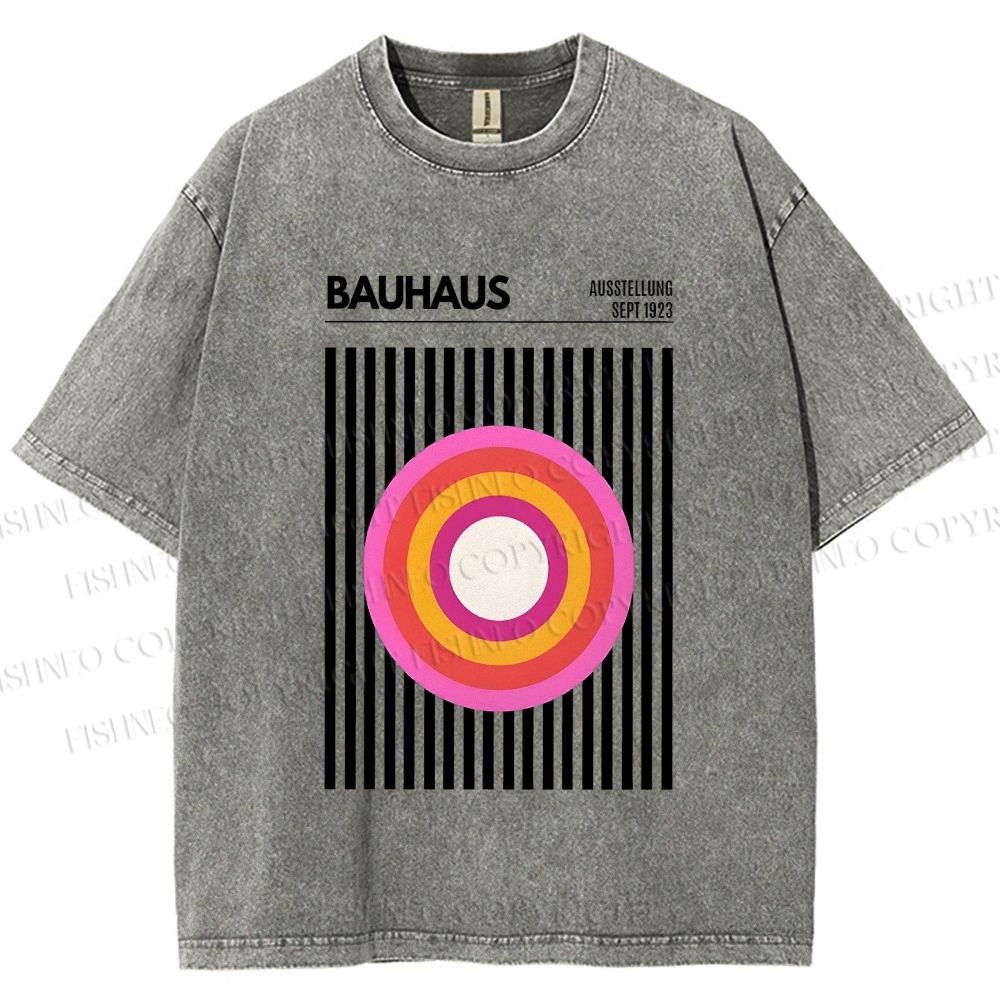 Unisex Bauhaus Geometric Circle Printed Washed Tee
