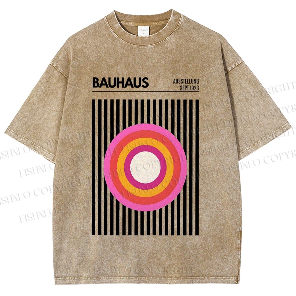 Unisex Bauhaus Geometric Circle Printed Washed Tee