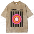 Unisex Bauhaus Geometric Circle Printed Washed Tee