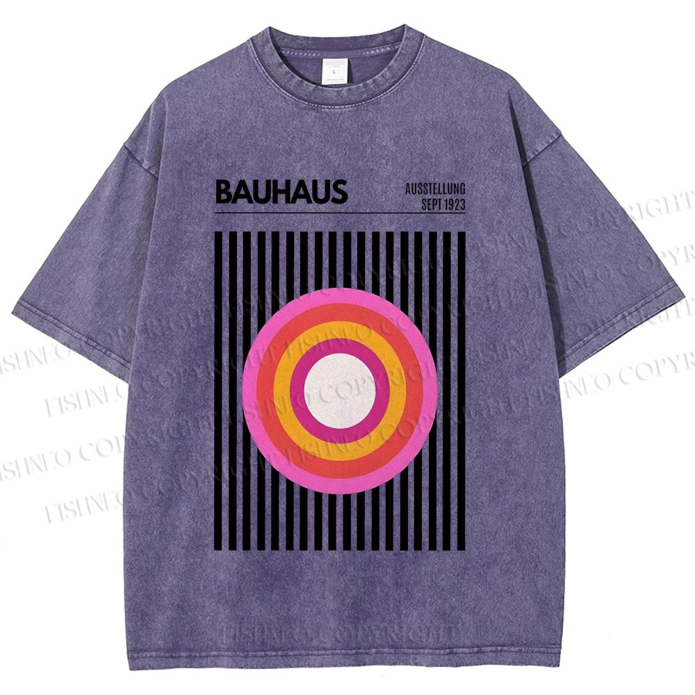 Unisex Bauhaus Geometric Circle Printed Washed Tee