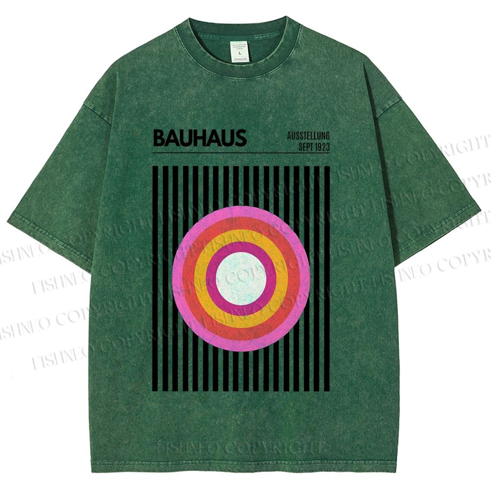 Unisex Bauhaus Geometric Circle Printed Washed Tee