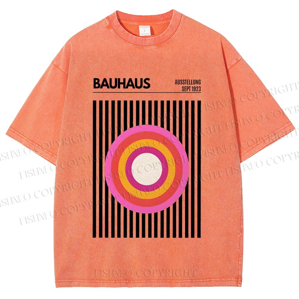 Unisex Bauhaus Geometric Circle Printed Washed Tee