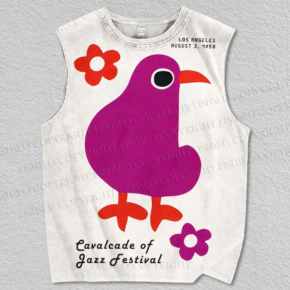 Unisex Cavalcade Of Jazz Festival Bird Printed Tank Top