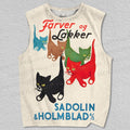 Unisex Farver og Lakker Cat Printed Tank Top