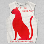 Unisex I Am Elegant Cat Printed Tank Top