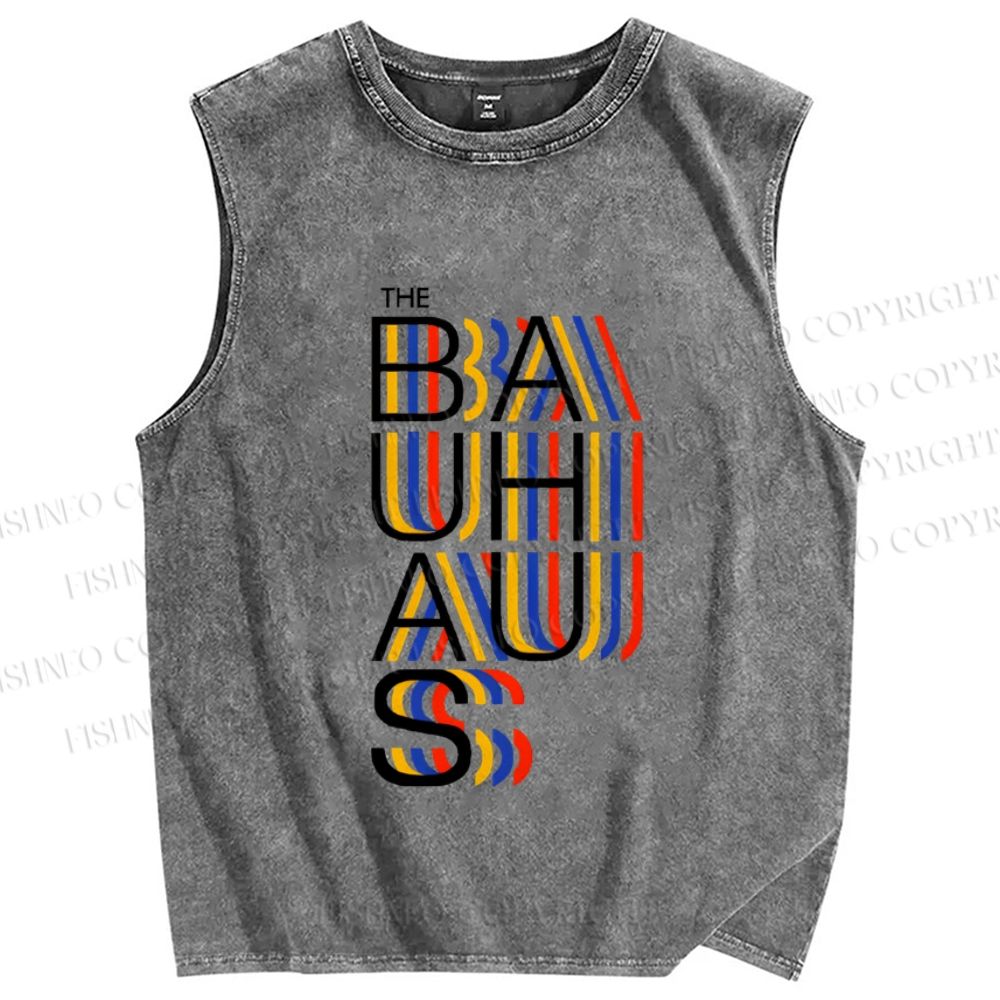 Unisex Bauhaus Printed Washed Tank Top