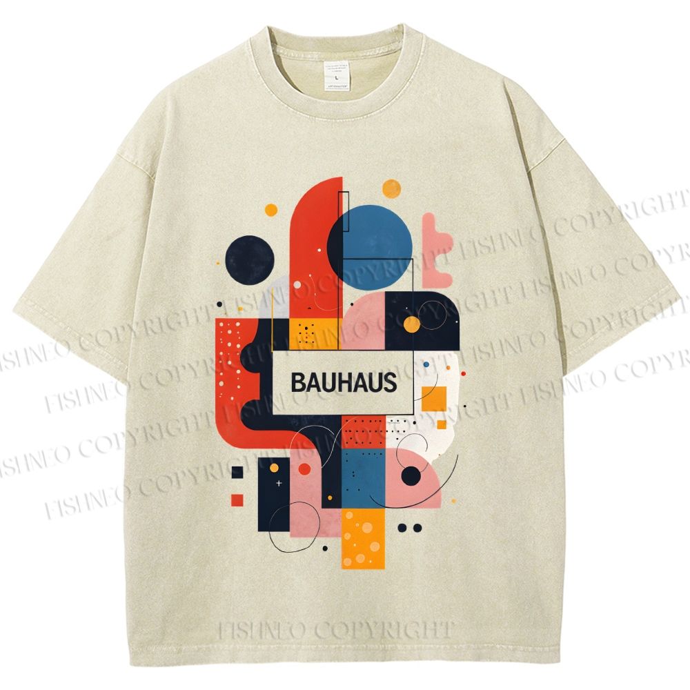 Unisex Bauhaus Geometry Printed Washed Tee
