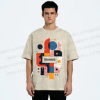 Unisex Bauhaus Geometry Printed Washed Tee