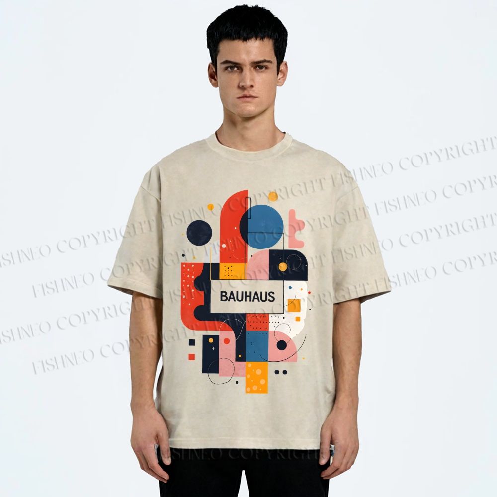 Unisex Bauhaus Geometry Printed Washed Tee
