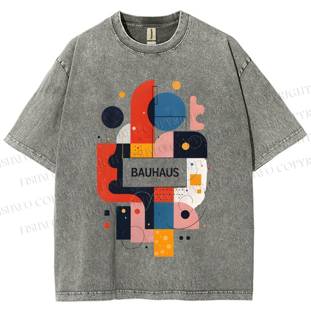 Unisex Bauhaus Geometry Printed Washed Tee