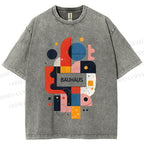 Unisex Bauhaus Geometry Printed Washed Tee
