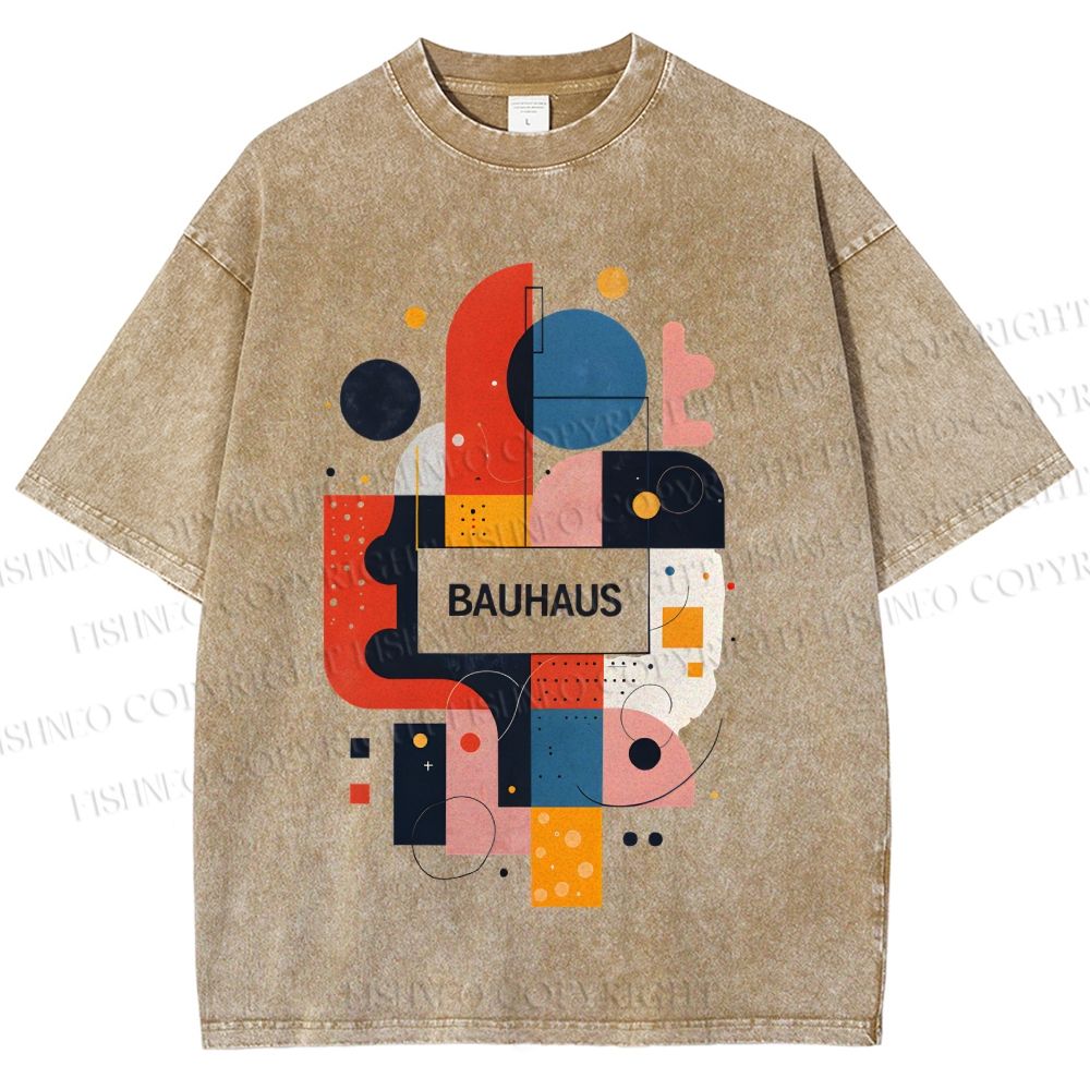 Unisex Bauhaus Geometry Printed Washed Tee