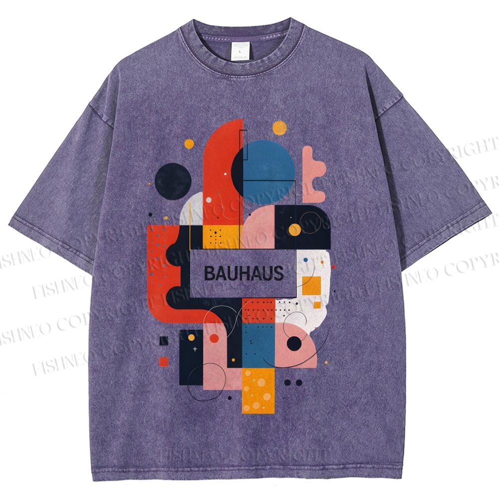 Unisex Bauhaus Geometry Printed Washed Tee