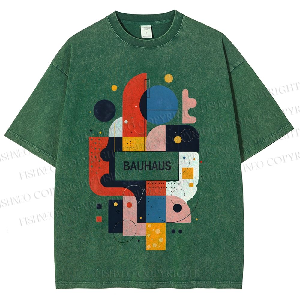 Unisex Bauhaus Geometry Printed Washed Tee
