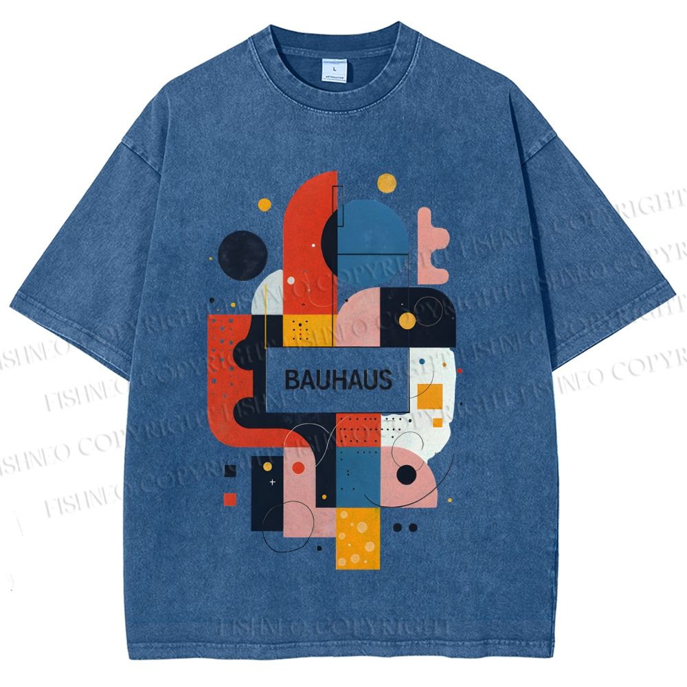 Unisex Bauhaus Geometry Printed Washed Tee