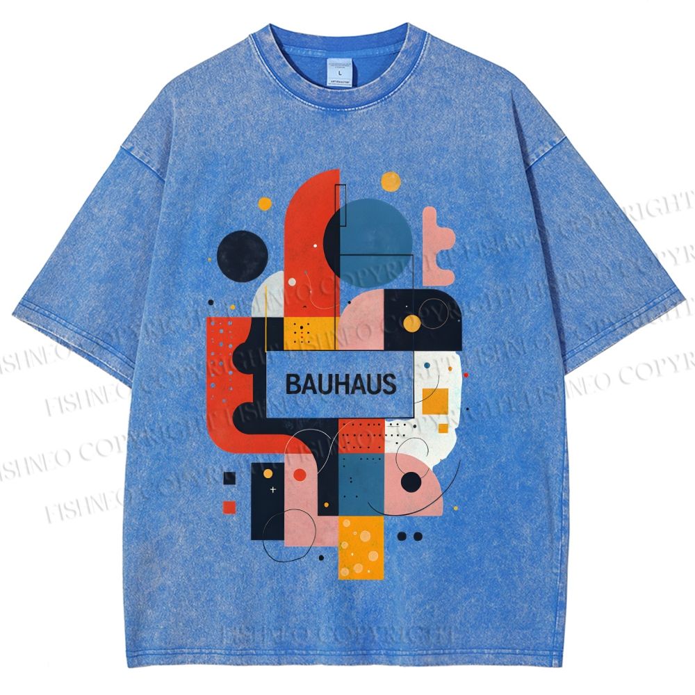 Unisex Bauhaus Geometry Printed Washed Tee