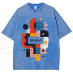Unisex Bauhaus Geometry Printed Washed Tee