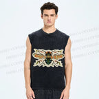 Unisex Bug Printed Washed Tank Top
