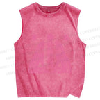 Unisex Pink Wolf Printed Washed Tank Top