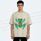 Unisex Frog Printed Washed Tee