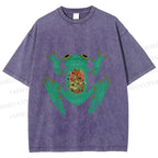 Unisex Frog Printed Washed Tee