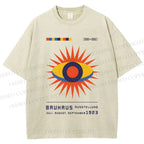 Unisex Bauhaus Geometric Eyes Printed Washed Tee