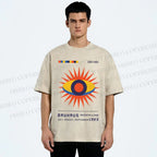 Unisex Bauhaus Geometric Eyes Printed Washed Tee