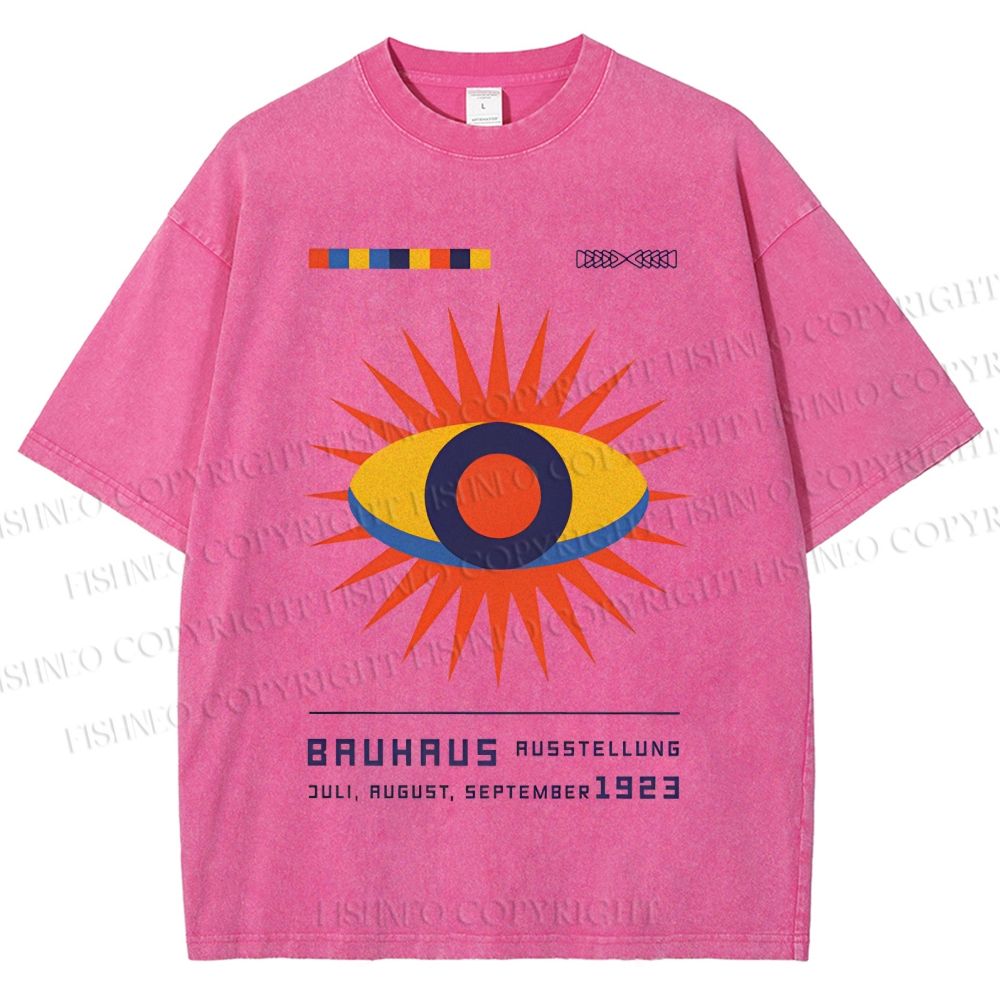Unisex Bauhaus Geometric Eyes Printed Washed Tee