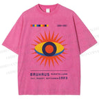 Unisex Bauhaus Geometric Eyes Printed Washed Tee