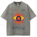 Unisex Bauhaus Geometric Eyes Printed Washed Tee