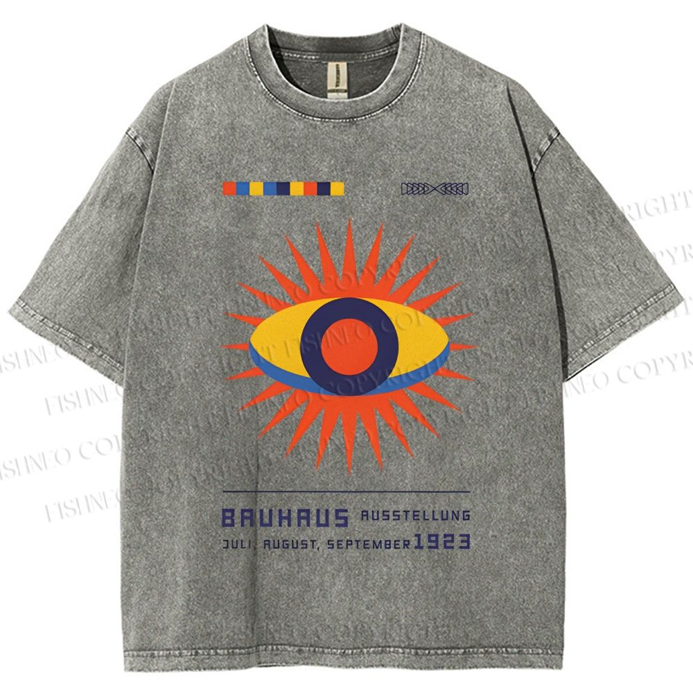 Unisex Bauhaus Geometric Eyes Printed Washed Tee